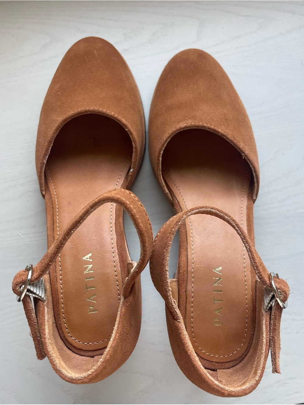 Patina by Portland Leather Toffee Suede Mary Jane Lug Sole, Size 8 (EU 38) - Picture 4 of 7